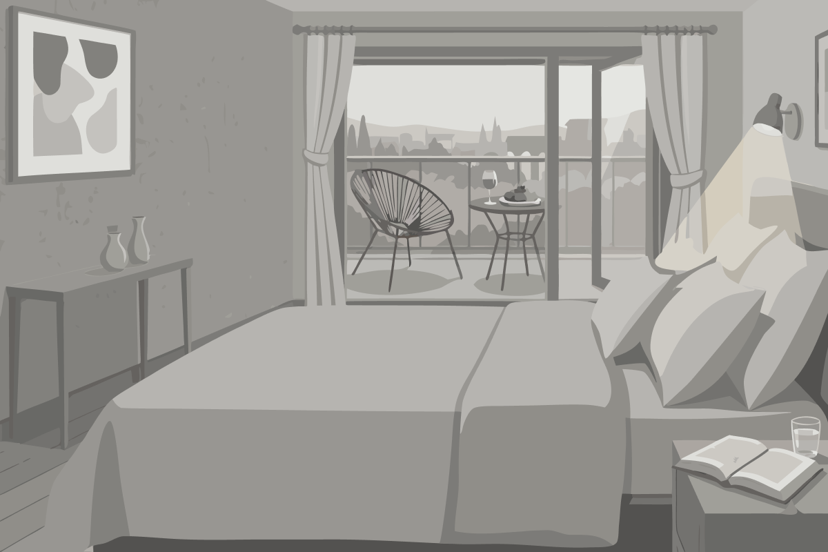 Deluxe Zweibettzimmer mit Gartenblick